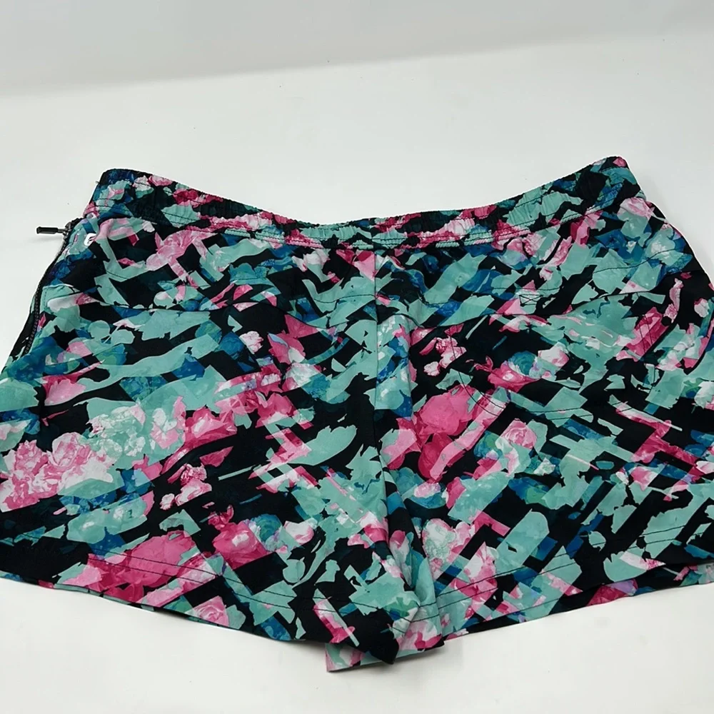 Fabletics Black Blue Pink Athletic Running Shorts Size Large Excellent Condition